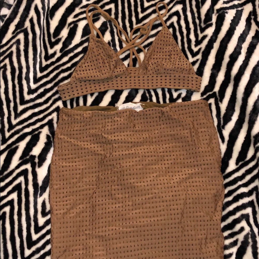 Acacia swimwear top and skirt